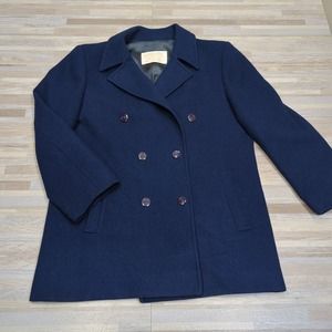 Vintage Pendleton Virgin Wool Pea Coat Women 16 Blue Double Breasted Jacket USA